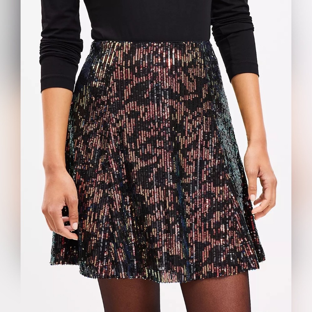 Loft sequin seamed skirt